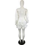 Solid Color Bubble Sleeve Mini Dress LS-5046