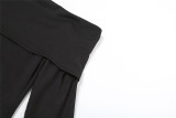 Fashion Solid Color Off Shoulder T Shirt 2 Piece Pants Set XEF-52104