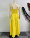 Solid Color One Shoulder Petal Hollow Out Maxi Dress NY-10836