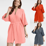 Solid Color Short Sleeve Bathrobe Home Robe GLSY-N550001