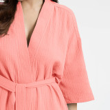 Solid Color Short Sleeve Bathrobe Home Robe GLSY-N550001