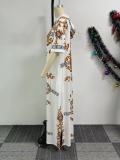 Printed Hooded Split Loose Long Dress NY-10835