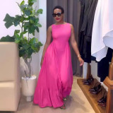 Solid Color Sleeveless Big Swing Maxi Dress NY-10830
