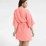 Solid Color Short Sleeve Bathrobe Home Robe GLSY-N550001