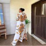 Printed Hooded Split Loose Long Dress NY-10835