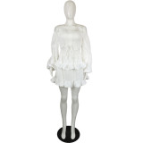 Solid Color Bubble Sleeve Mini Dress LS-5046