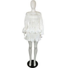 Solid Color Bubble Sleeve Mini Dress LS-5046