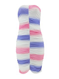 Sexy Print Slim Pleated Tube Top Dress ZDF-31355