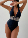 Leopard Print Patchwork One Piece Swimsuit CSYZ-923