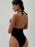 Leopard Print Patchwork One Piece Swimsuit CSYZ-923