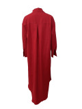 Long Sleeve Looose Solid Color Shirt Dress LSD-1787