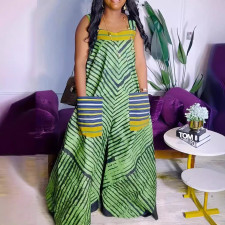 Stripe Print Sling Loose Jumpsuit SFY-495