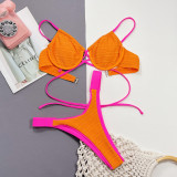 Solid Color Sexy Steel Prop Bikinis Swimsuit CSYZ-08