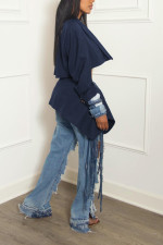 Sexy Short Suit Denim Tie Up Skirt Set ZSD-0694
