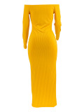 Solid Color Off Shoulder Slim Maxi Dress ZDF-31358