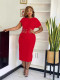 Solid Color Studded Diamond Split Midi Dress BGN-352