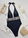 Leopard Print Patchwork One Piece Swimsuit CSYZ-923