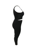 Sexy Solid Tank Tops Pants Sport 2 Piece Set LSD-135444