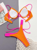 Solid Color Sexy Steel Prop Bikinis Swimsuit CSYZ-08