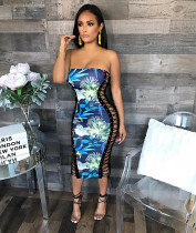 Sexy Print Off Shoulder Bandage Dress LSL-0009