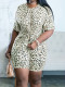 Leopard Print Short Sleeve Loose Shorts Set SFY-2579