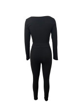 U Neck Long Sleeve Two Piece Skirt Set LSD-1707