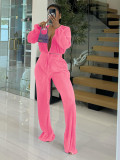 Casual Pleated Solid Color Loose Wide Leg Pants Set CH-24048