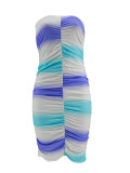 Sexy Print Slim Pleated Tube Top Dress ZDF-31355