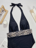 Leopard Print Patchwork One Piece Swimsuit CSYZ-923