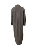 Long Sleeve Looose Solid Color Shirt Dress LSD-1787