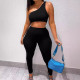 Single Shoulder Tank Top Sport Pants Set LSD-2014