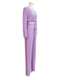Casual Pleated Solid Color Loose Wide Leg Pants Set CH-24048