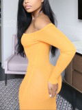 Solid Color Off Shoulder Slim Maxi Dress ZDF-31358