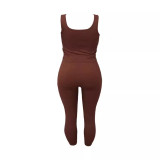 Sexy Solid Tank Tops Pants Sport 2 Piece Set LSD-135444