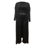 Solid Color Sexy Long Sleeve Three Piece Pants Set LSD-1311
