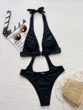 Solid Color Halter One Piece Swimsuit CSYZ-967