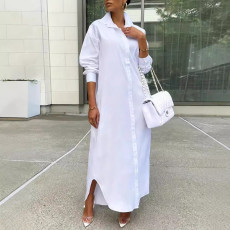 Long Sleeve Looose Solid Color Shirt Dress LSD-1787