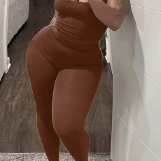 Sexy Solid Tank Tops Pants Sport 2 Piece Set LSD-135444