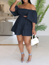 One Neck Short Sleeve Cake Dress AIL-279