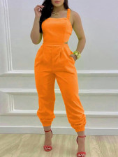Solid Color Bow Tie Backstrap Jumpsuit  YH-5288