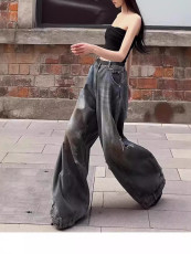 Vintage Washed Straight Ripped Jeans GQLF-0875