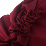 Solid Color Long Sleeve Spliced Rose Flutter Mini Dress GXYF-H0388