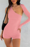 Single Shoulder Long Sleeve Backless Romper GXYF-H0406