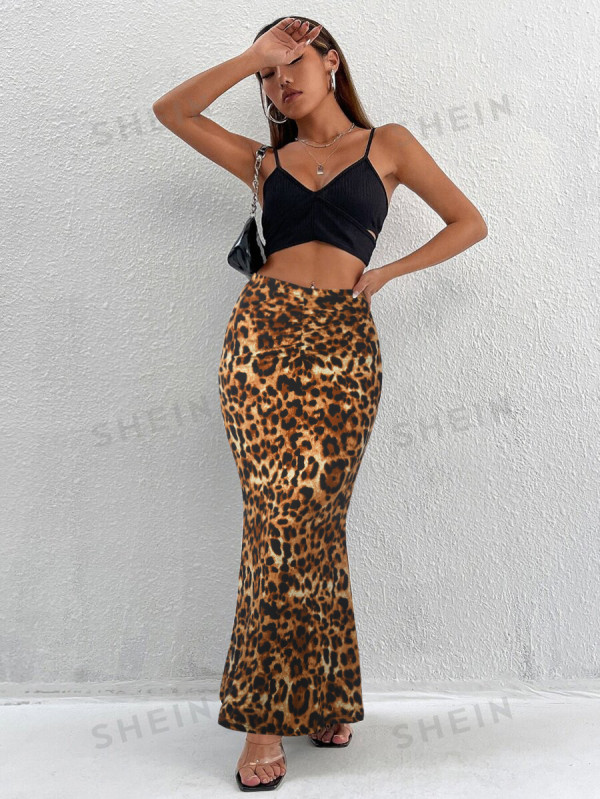 Leopard Print Half-length Fishtail Skirt GXYF-H0409