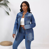 Washed Fashion Ripped Denim Jacket GKNF-TSC-814