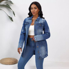 Washed Fashion Ripped Denim Jacket GKNF-TSC-814