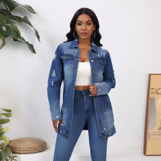 Washed Fashion Ripped Denim Jacket GKNF-TSC-814