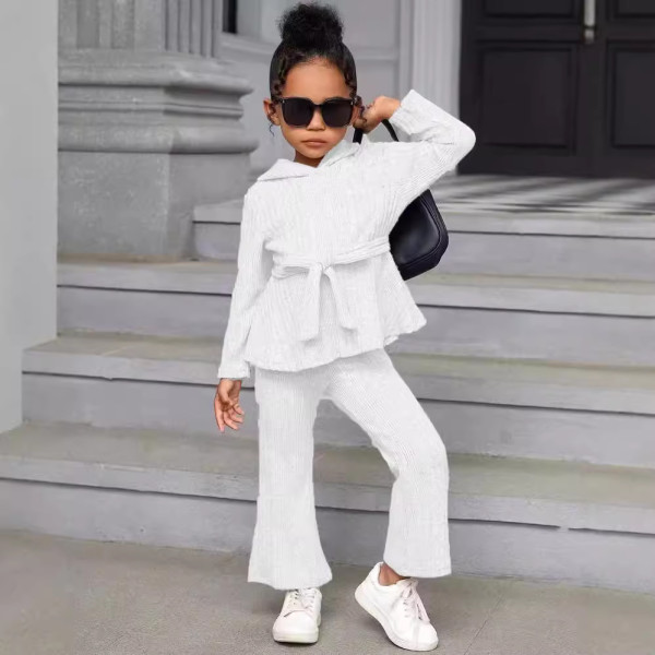 Kids Girl Long Sleeve Knit Two Piece Pants Set GYAY-8105