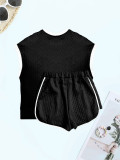 Loose Short Sleeve Casual Two Piece Shorts Set SH-391220