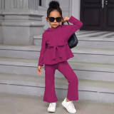 Kids Girl Long Sleeve Knit Two Piece Pants Set GYAY-8105